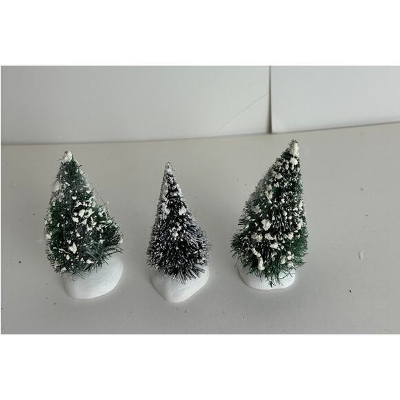 Dept. 56 Christmas Tree Village 12 Bottle Brush Snow Frosted Various Sizes - Picture 8 of 10